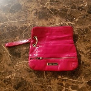 JIMMY CHOO clutch handbag leather red